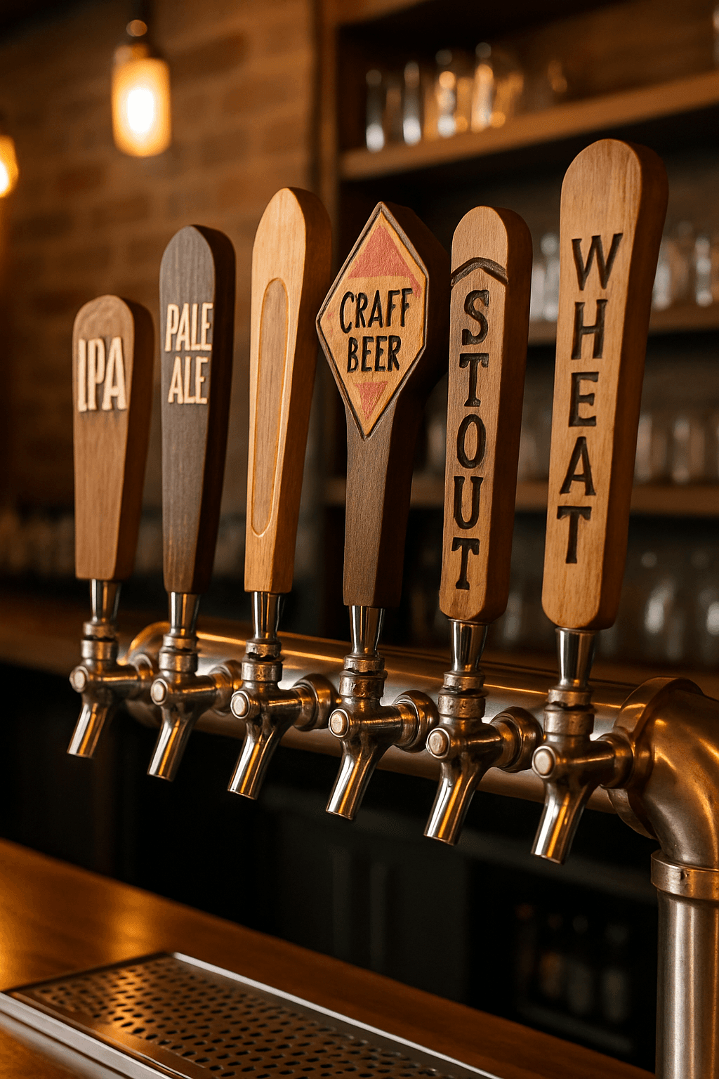 Selection of craft beers on tap