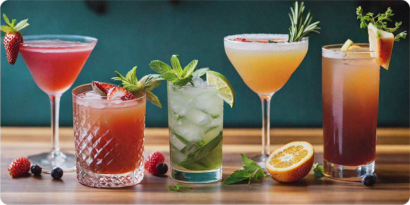 Artfully crafted signature cocktails with fresh garnishes