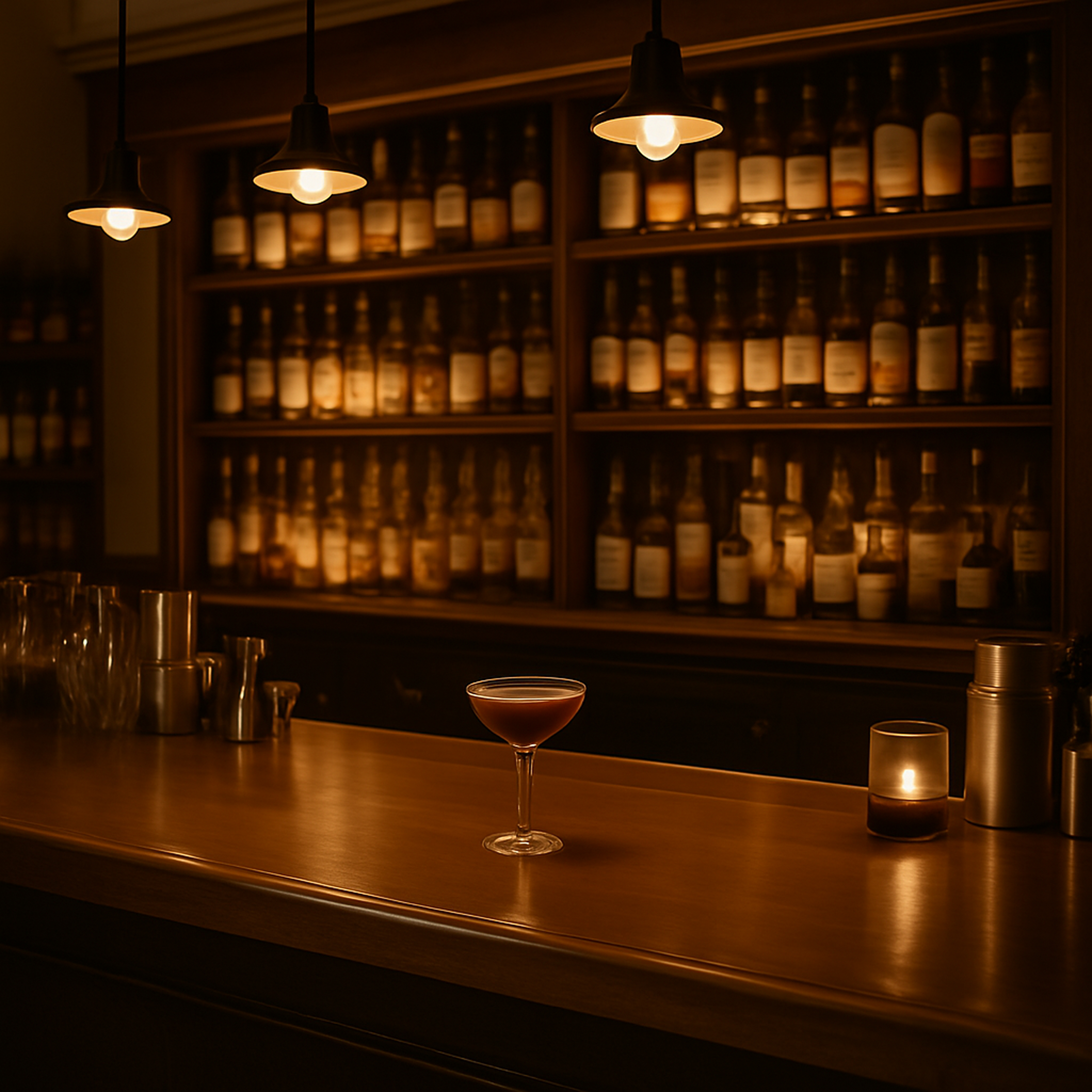 People socializing and enjoying cocktails at an upscale bar